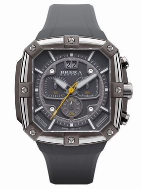 Brera Orologi SUPERSPORTIVO SQUARE Men's Swiss Made Grey 48mm Watch BRSS2C4602 Sports Watch for Men/Women Budget Sports Watch Luxury Sports Watch