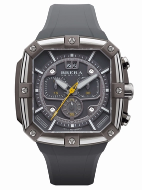 Brera Orologi SUPERSPORTIVO SQUARE Men's Swiss Made Grey 48mm Watch BRSS2C4602 Hypoallergenic Silicone Watch Discount Silicone Watches