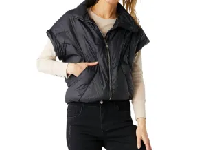 Brooke Cropped Puffer Vest In Black