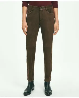 Brooks Brothers Women's Suede 5-Pocket Pants Dark Brown Brooks Brothers