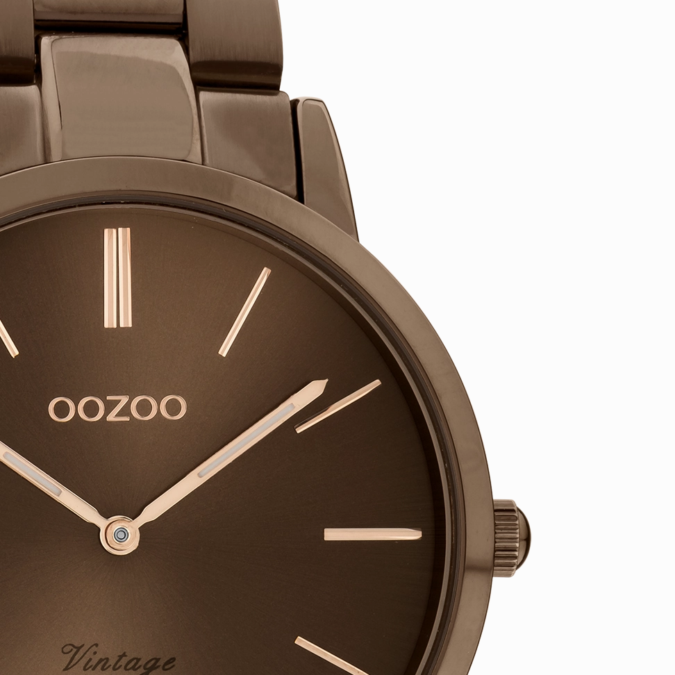 Brown OOZOO watch with brown stainless steel bracelet - C20106