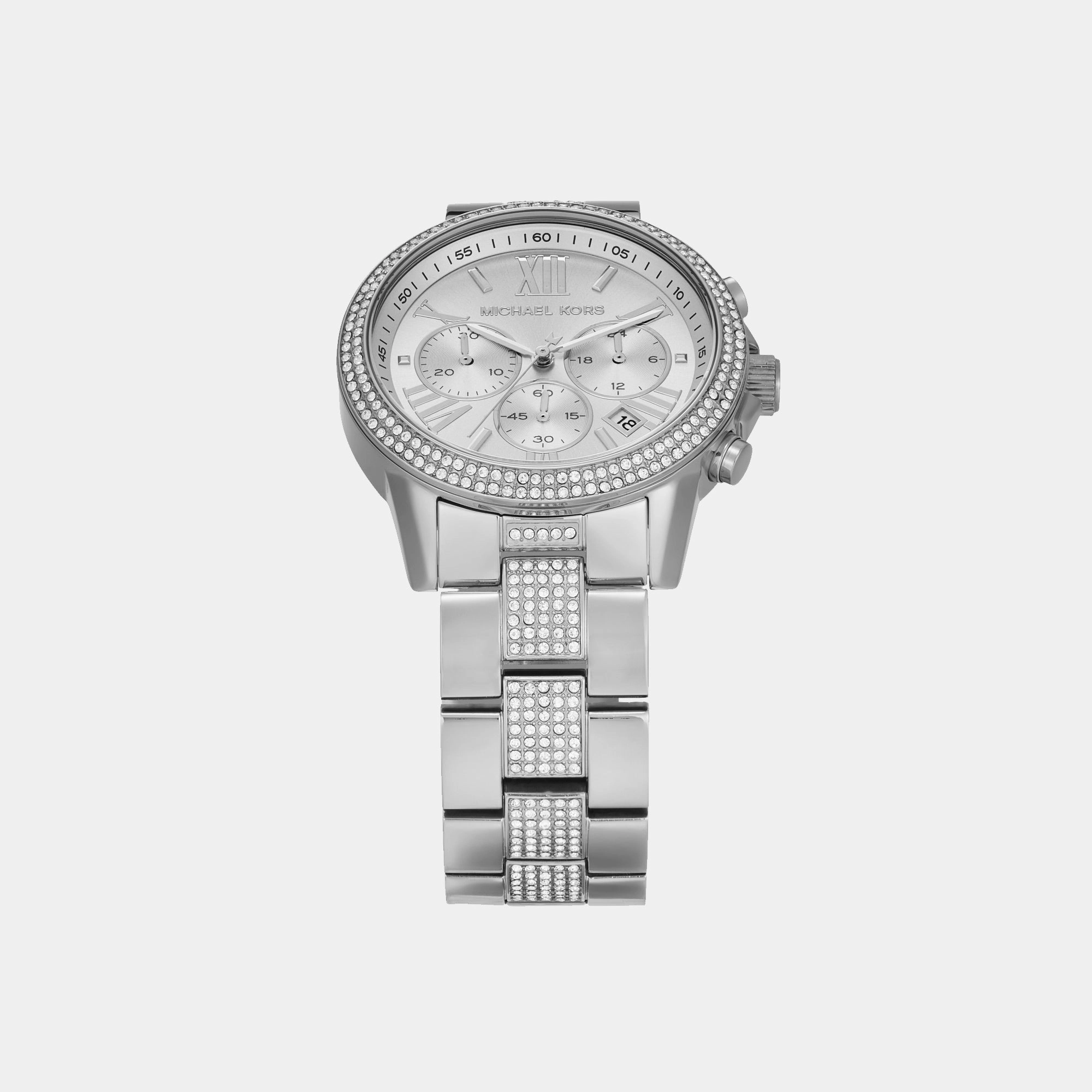 Brynn Women Quartz Silver Dial Chronograph Stainless Steel Watch MK7506
