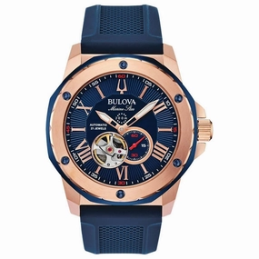 Bulova Men's Automatic Watch - Marine Star Blue & Red Silicone Rubber Strap | 98A227,automatic watch,automatic watches for men,automatic watches for women,luxury automatic watch,minimalist automatic watch,dress automatic watch,vintage automatic watch,