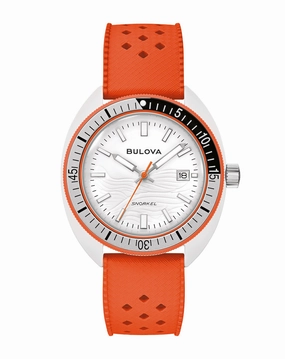 Bulova Snorkel Clownfish White Dial Rubber Strap Watch 98B448 