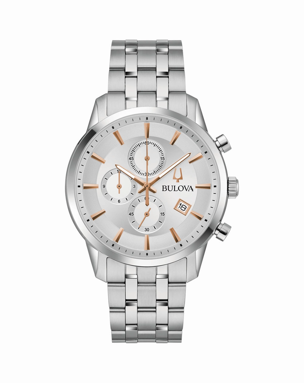 Bulova Timeless Elegance Chronograph Watch Stainless Steel Design 96B411 
