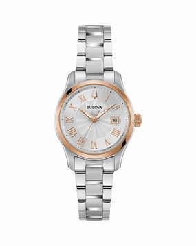 Bulova Women's Elegant Stainless Steel Watch with Silver and Rose Gold Accents 98M136,quartz watch, quartz watches for men, quartz watches for women, best quartz watch, minimalist quartz watch, luxury quartz watch, waterproof quartz watch,analog quartz wa