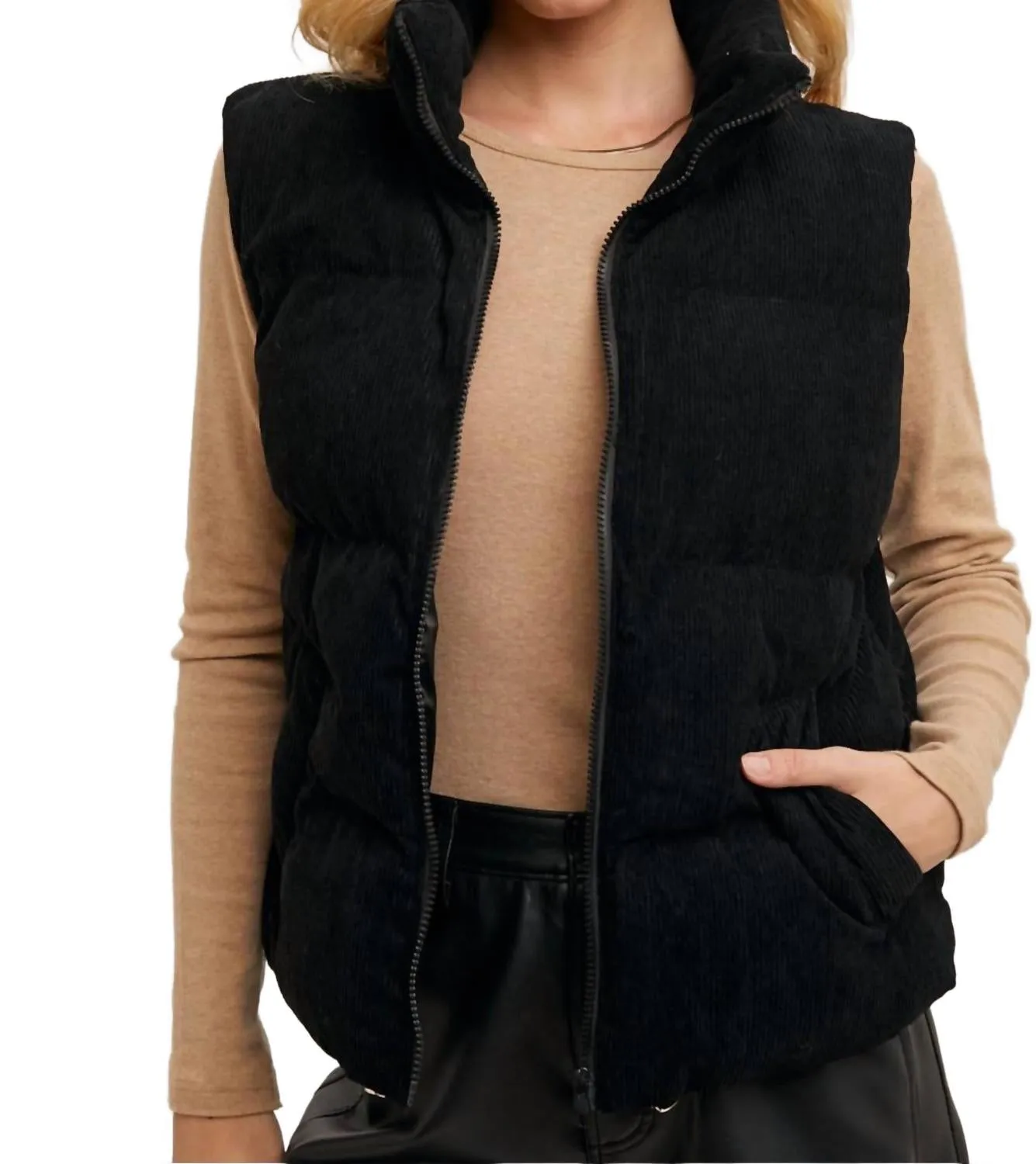 Cabin Fever Cord Vest In Black