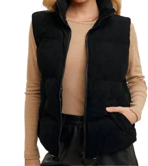 Cabin Fever Cord Vest In Black