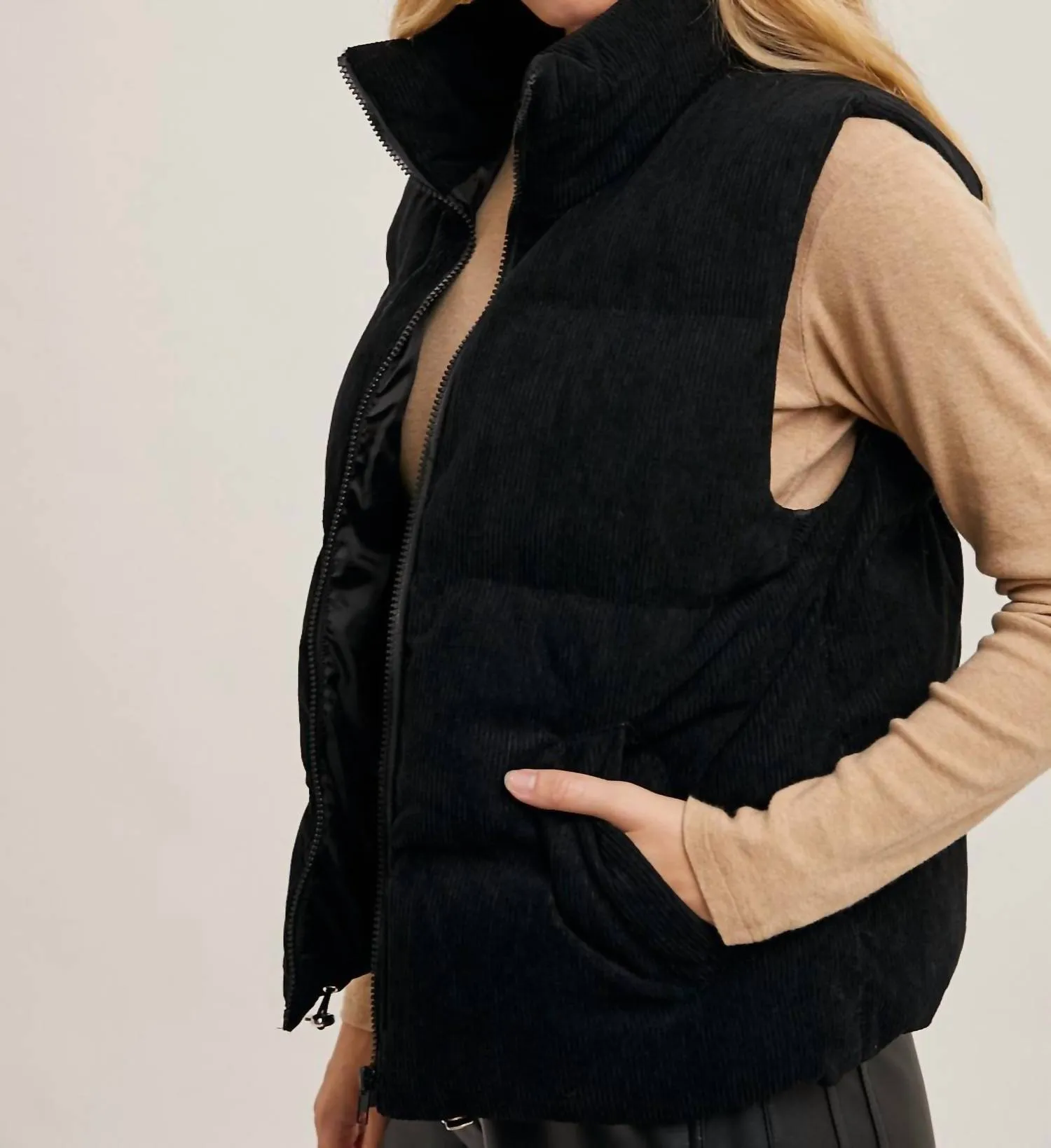 Cabin Fever Cord Vest In Black