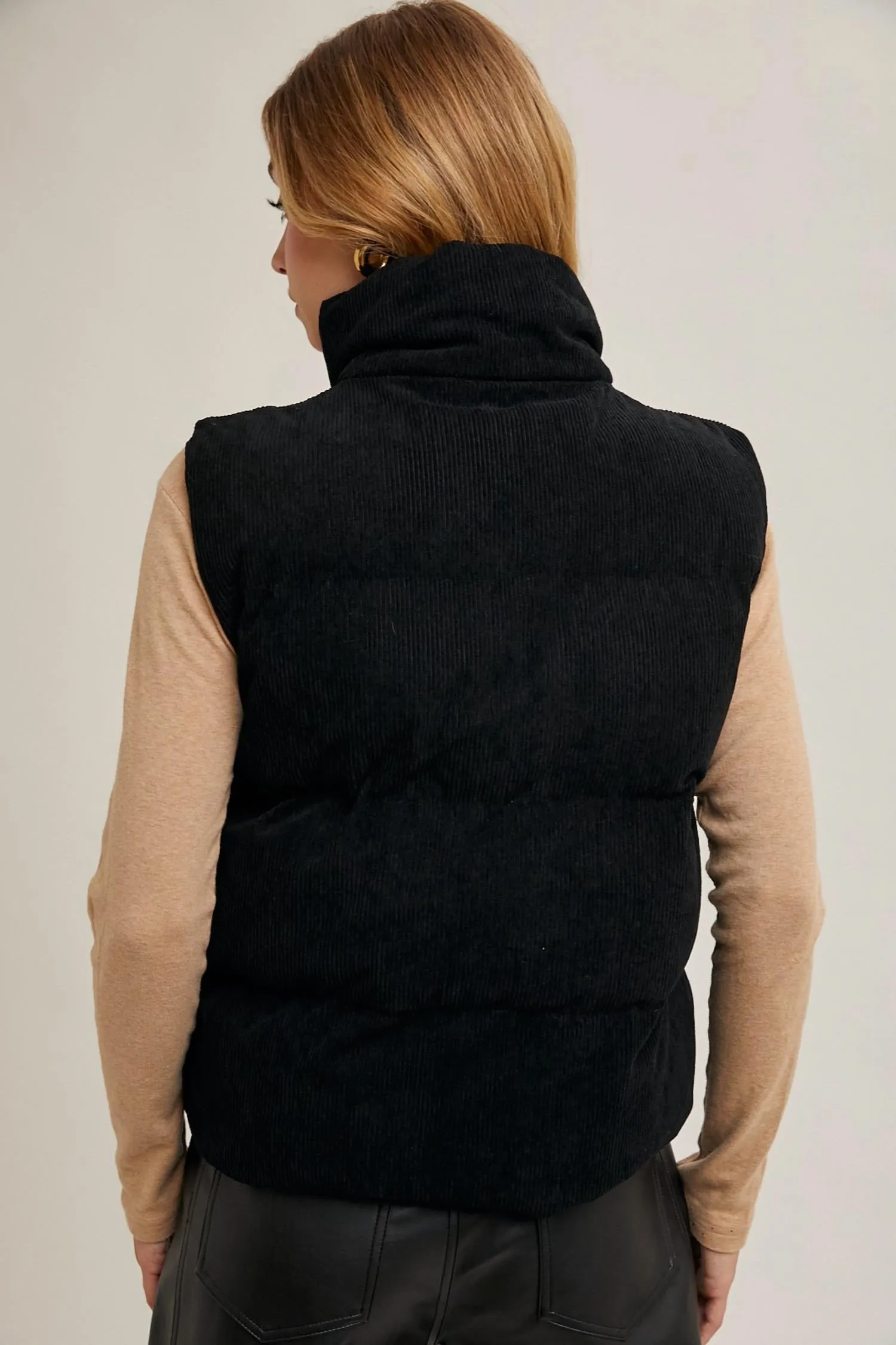 Cabin Fever Cord Vest In Black