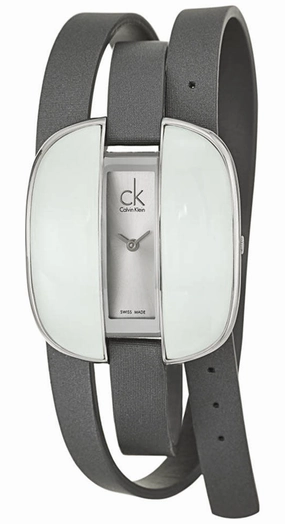Calvin Klein Treasure Wrap Around Gray Cloth Leather Silver Dial Quartz Womens Watch K2E23620 Women??s luxury watches Affordable women watches