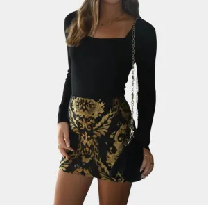 Carmine Jacquard Skirt In Black And Gold