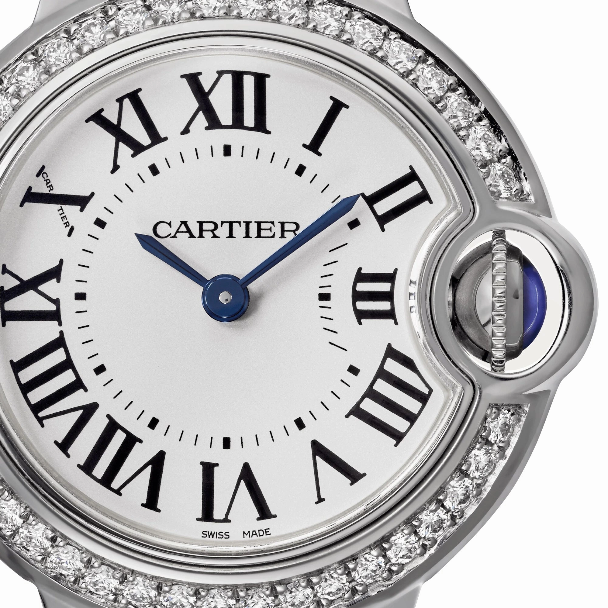 Cartier Ballon Bleu Stainless Steel Opaline Dial Diamonds Quartz Womens Watch W4BB0015