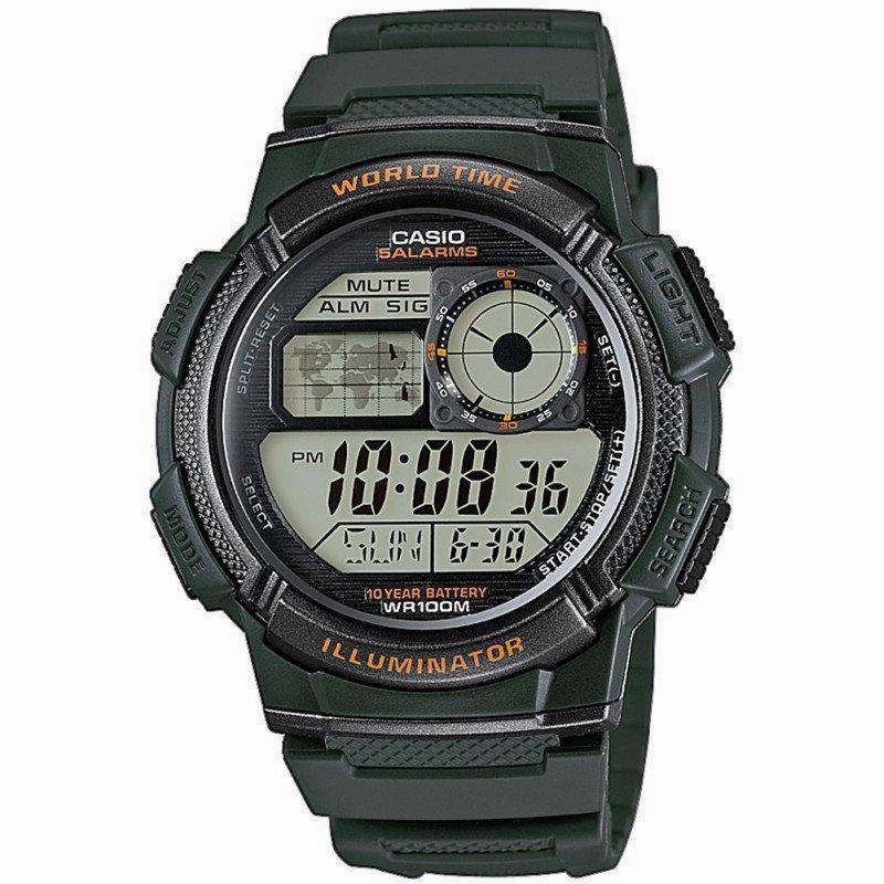 Casio AE-1000W-3A Green Resin Strap Watch for Men,men's watches,watch for men, best men's watches,luxury men's watch,minimalist men's watch,casual men's watch,dress watch for men,automatic men's watch,quartz men's watch,cheap men's watch. business 
