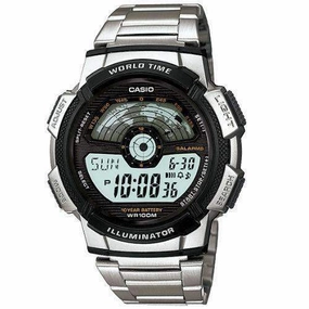 Casio AE-1100WD-1AVDF Silver Stainless Watch For Men Affordable casual watches Sporty casual watches Affordable luxury casual watches