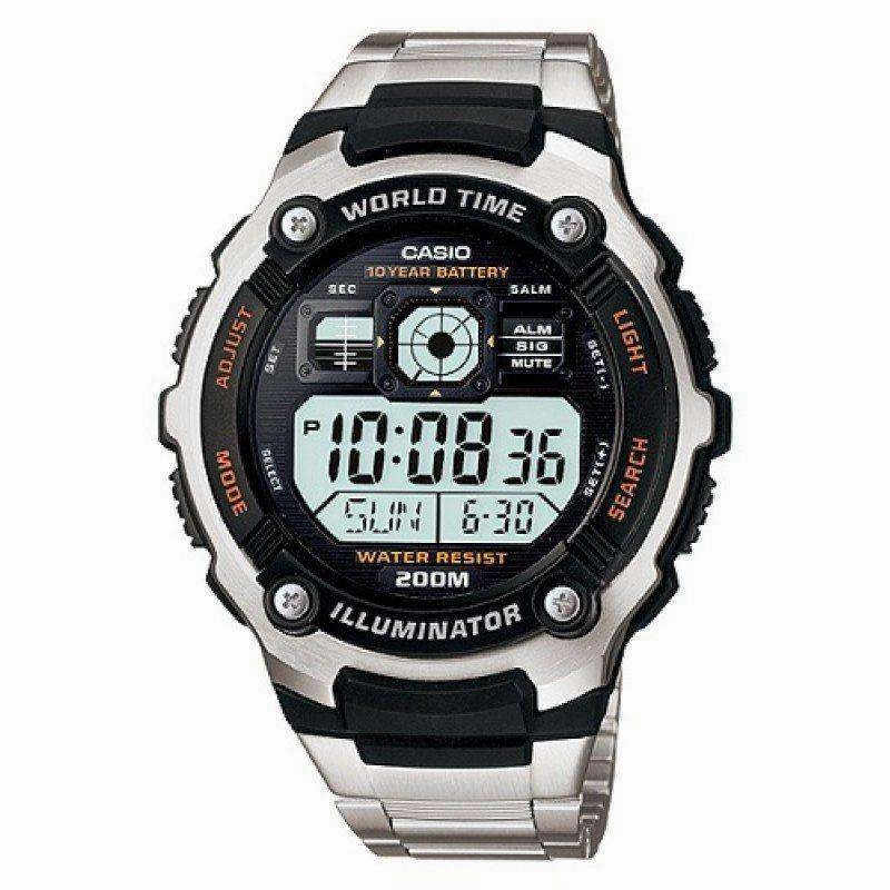 Casio AE-2000WD-1A Silver Stainless  Watch for Men Affordable casual watches Sporty casual watches Affordable luxury casual watches