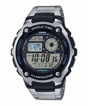 Casio AE-2100WD-1A Silver Stainless Watch Men Affordable casual watches Sporty casual watches Affordable luxury casual watches