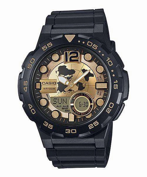 Casio AEQ-100BW-9A Black Resin Strap Watch for Men Affordable casual watches Sporty casual watches Affordable luxury casual watches