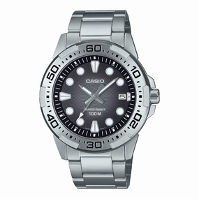 Casio Analogue Diver Black Dial Stainless Steel Watch MTD140D-1A 