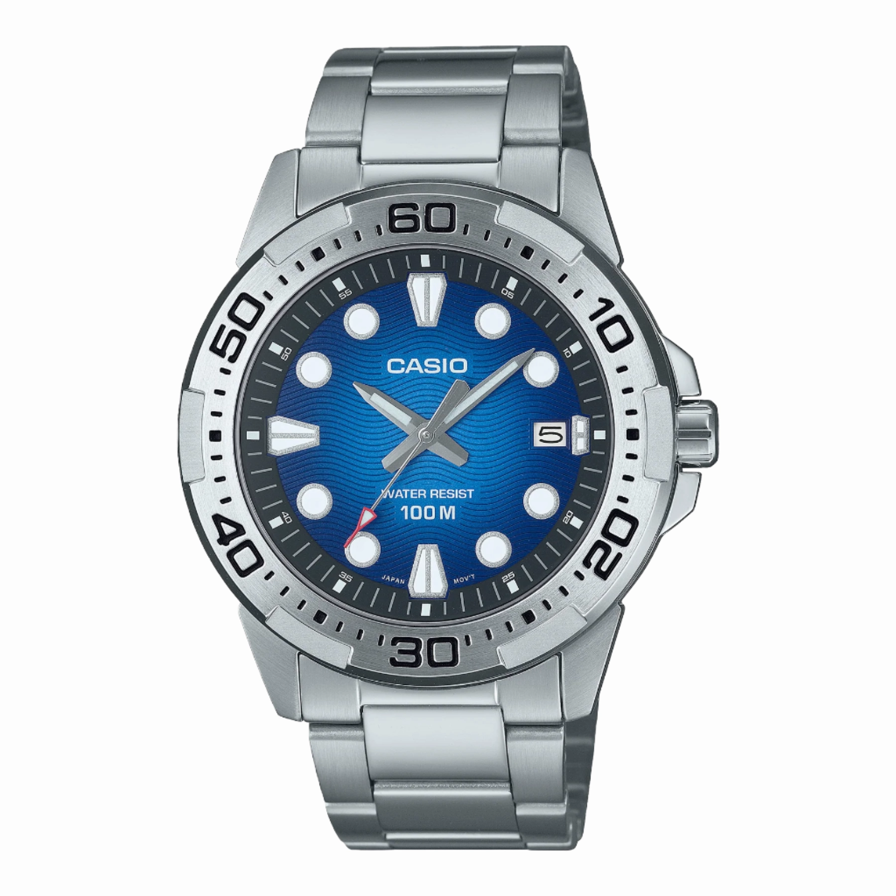 Casio Analogue Diver Blue Dial Stainless Steel Watch MTD140D-2A 