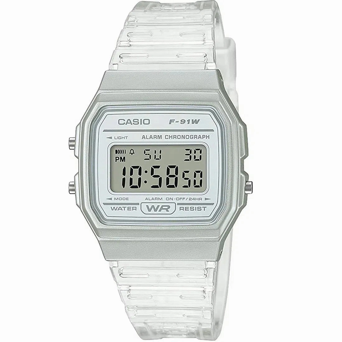 Casio F-91WS-7DF Resin Transparent Strap Watch for Women,silicone watch,silicone strap watch,silicone watches for men,silicone watches for women,unisex silicone watch,kids silicone watch,sports silicone watch,casual silicone watch,waterproof silicone watch
