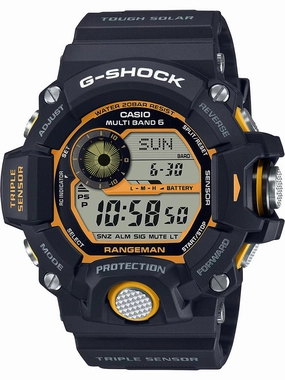 Casio G-Shock 'Master of G' Yellow Accent Series RANGEMAN Mens Watch GW-9400Y-1 Hypoallergenic Silicone Watch Discount Silicone Watches