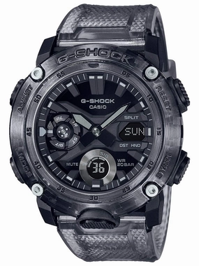 Casio G-Shock G-CARBON Transparent Gray Watch GA2000SKE-8A Hypoallergenic Silicone Watch Discount Silicone Watches