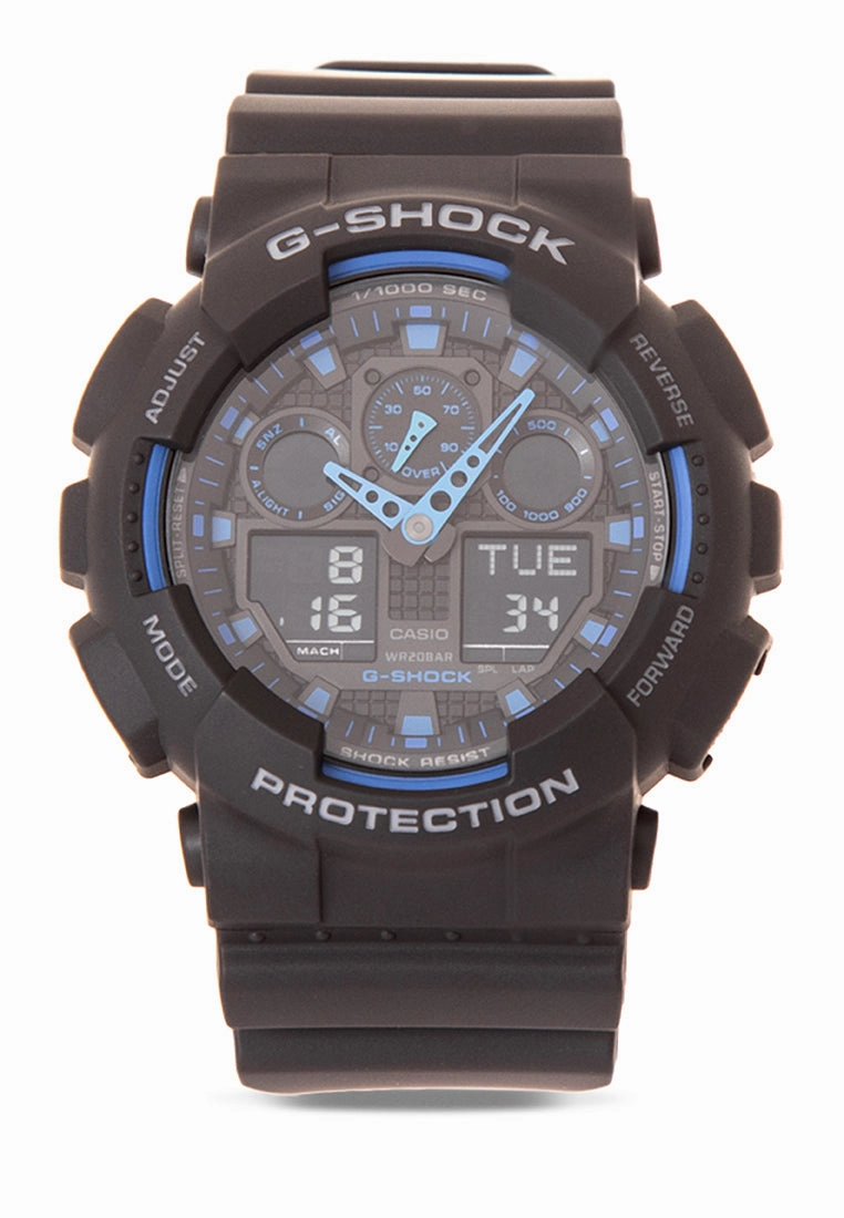 Casio G-shock GA-100-1A2 Digital Analog Rubber Strap Watch For Men,silicone watch,silicone strap watch,silicone watches for men,silicone watches for women,unisex silicone watch,kids silicone watch,sports silicone watch,casual silicone watch,waterproof sili