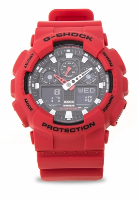 Casio G-Shock GA-100B-4ADR Coke Red Watch Digital Analog Watch For Men,silicone watch,silicone strap watch,silicone watches for men,silicone watches for women,unisex silicone watch,kids silicone watch,sports silicone watch,casual silicone watch,waterproof 