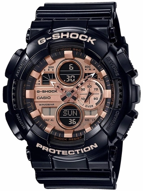 Casio G-Shock GLOSSY GOLD Mens Ana-Digi Black/Rose Gold Watch GA140GB-1A2 Sports Watch for Men/Women Budget Sports Watch Luxury Sports Watch