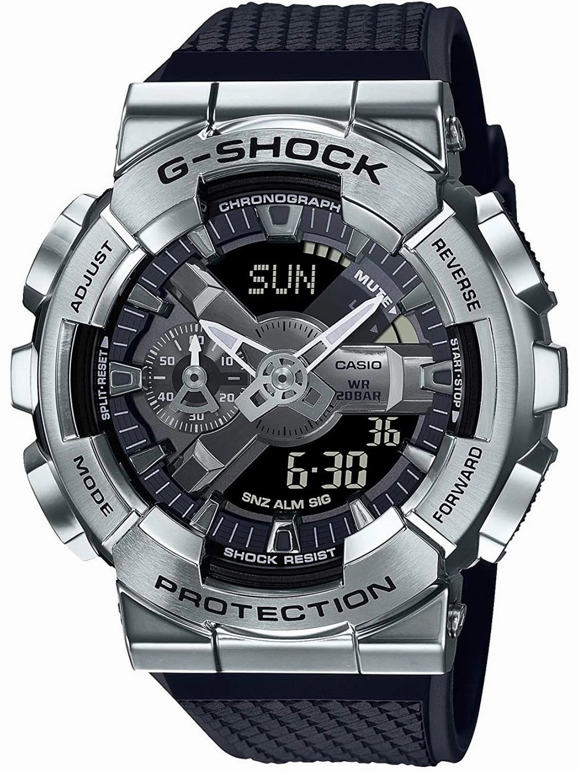 Casio G-Shock Metal Bezel Silver/Black Mens Watch GM110-1A Sports Watch for Men/Women Budget Sports Watch Luxury Sports Watch