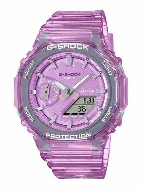 Casio G-Shock Mini CasiOak METALLIC SKELETON Womens Pink Watch GMA-S2100SK-4A Hypoallergenic Silicone Watch Discount Silicone Watches