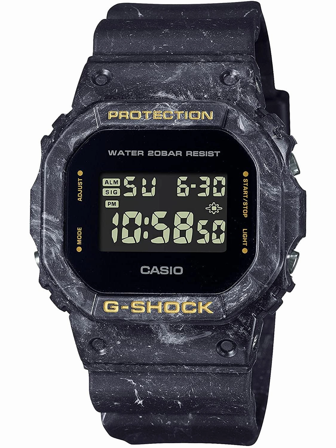 Casio G-Shock Smokey Sea Face Series - Black Mens Watch DW5600WS-1 Hypoallergenic Silicone Watch Discount Silicone Watches
