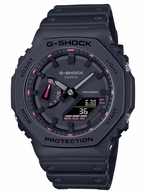 Casio G-Shock x BCRF Battling Breast Cancer Black Mens Watch GA2100P-1A Hypoallergenic Silicone Watch Discount Silicone Watches