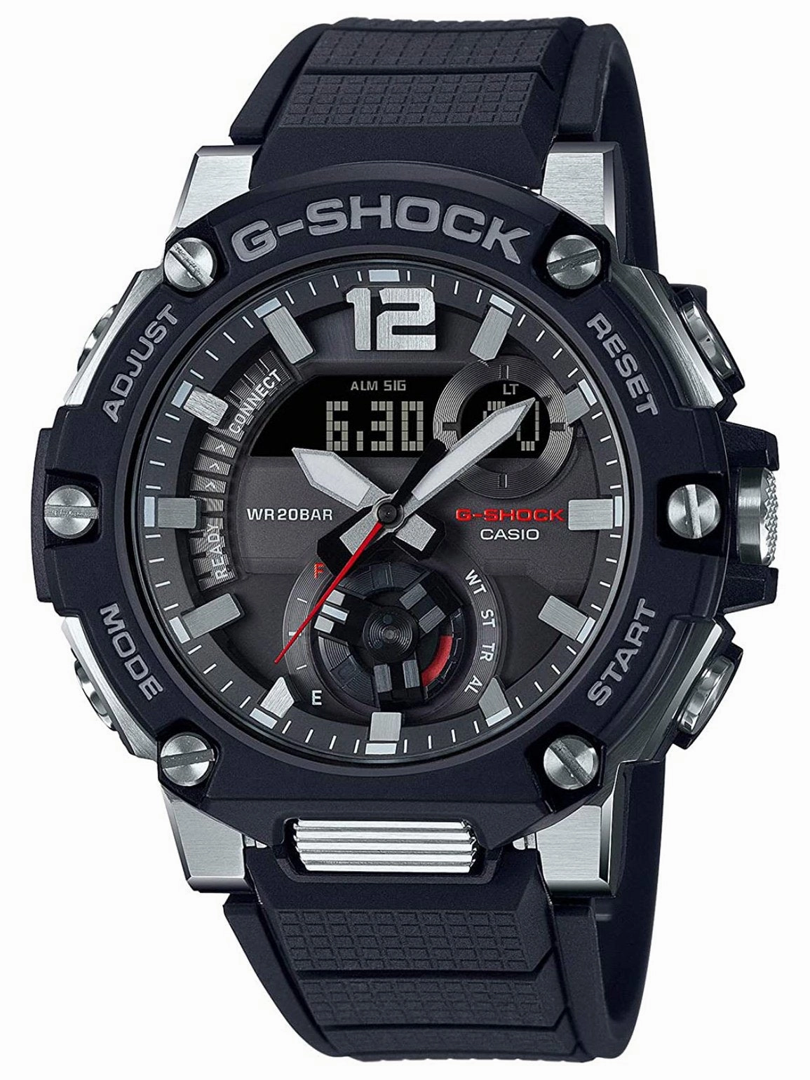 Casio G-STEEL Carbon Core Guard Structures Mens Watch GSTB300-1A Hypoallergenic Silicone Watch Discount Silicone Watches