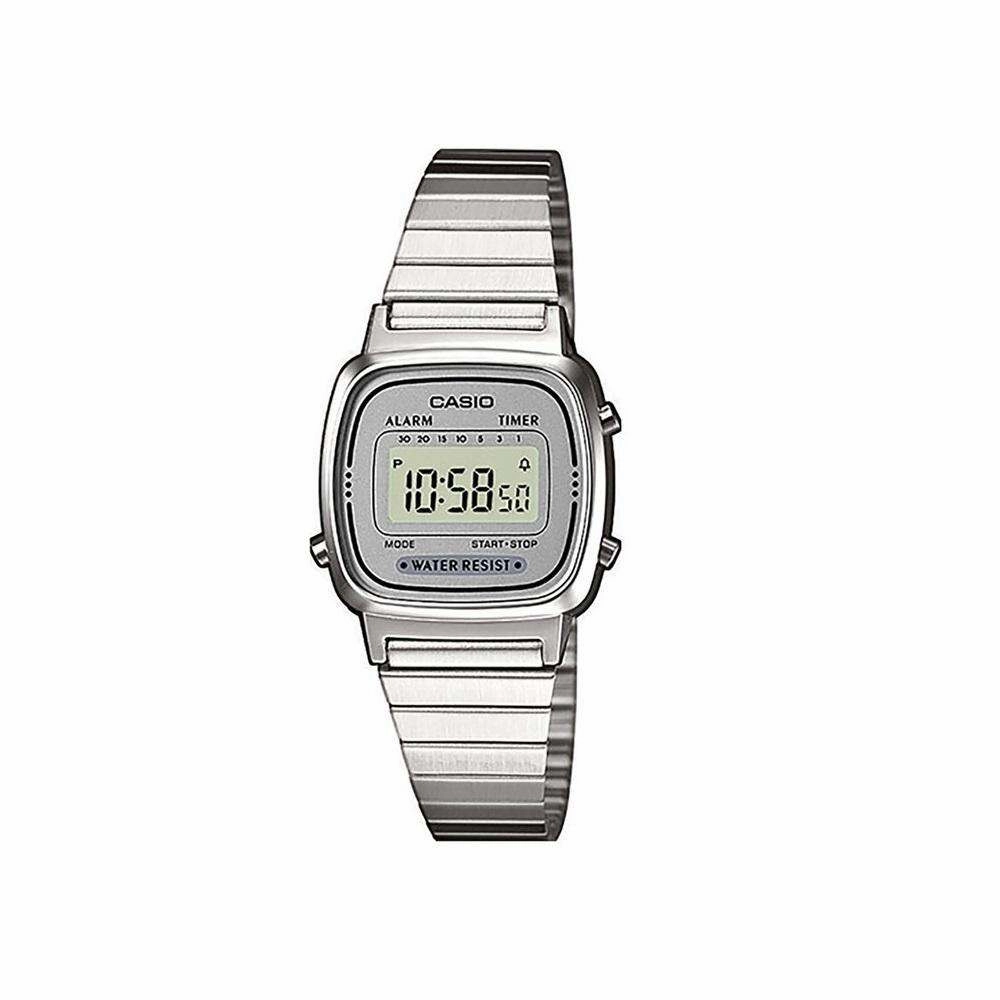 Casio LA670WA-7DF Silver Stainless Watch for Women Affordable casual watches Sporty casual watches Affordable luxury casual watches