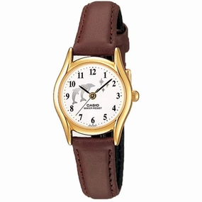 Casio LTP-1094Q-7B9RDF Brown Leather Watch for Women Affordable casual watches Sporty casual watches Affordable luxury casual watches