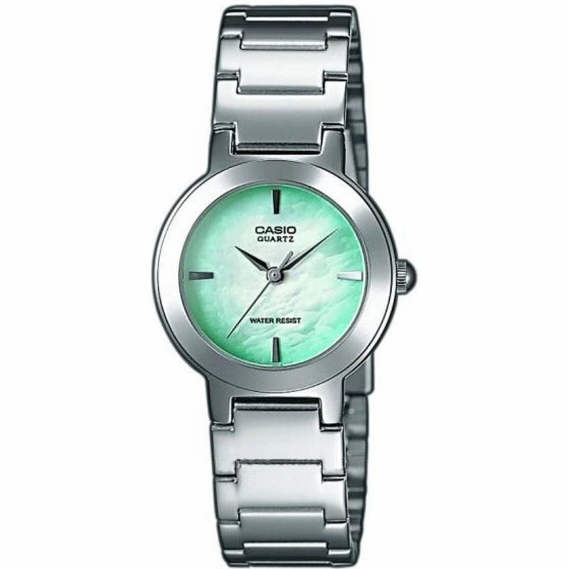 Casio LTP-1191A-3C Silver/Green Stainless Steel Watch for Women Affordable casual watches Sporty casual watches Affordable luxury casual watches
