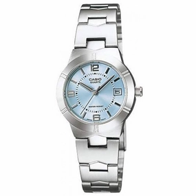 Casio LTP-1241D-2ADF Silver/Blue Stainless Steel Strap Watch for Women Affordable casual watches Sporty casual watches Affordable luxury casual watches