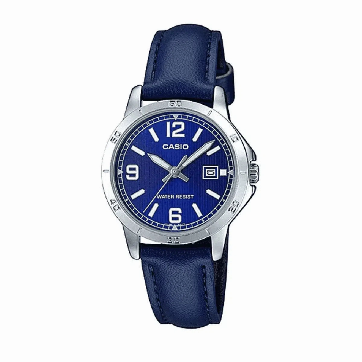 Casio LTP-V004L-2B Blue Leather Watch for Women Affordable casual watches Sporty casual watches Affordable luxury casual watches