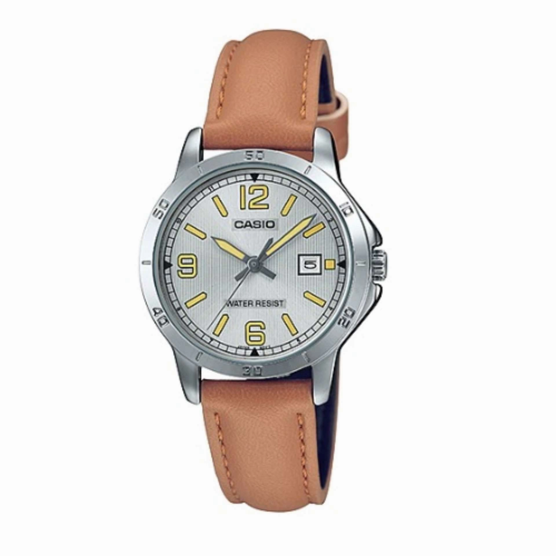 Casio LTP-V004L-7B Brown Leather Strap for Women Affordable casual watches Sporty casual watches Affordable luxury casual watches
