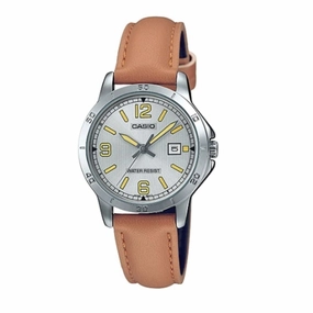 Casio LTP-V004L-7B Brown Leather Strap for Women Affordable casual watches Sporty casual watches Affordable luxury casual watches
