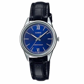 Casio LTP-V005L-2BUDF Black Leather Watch for Women Affordable casual watches Sporty casual watches Affordable luxury casual watches