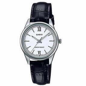 Casio LTP-V005L-7B2UDF Black Leather Strap Watch for Women Affordable casual watches Sporty casual watches Affordable luxury casual watches