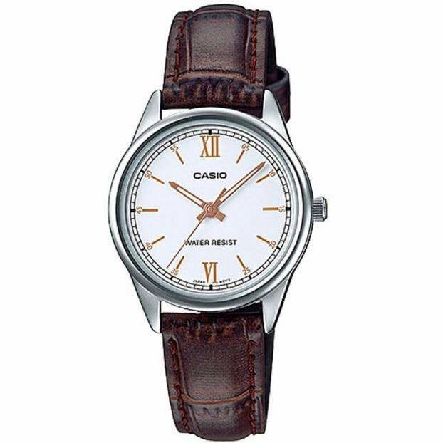 Casio LTP-V005L-7B3UDF Brown Leather Watch for Women Affordable casual watches Sporty casual watches Affordable luxury casual watches