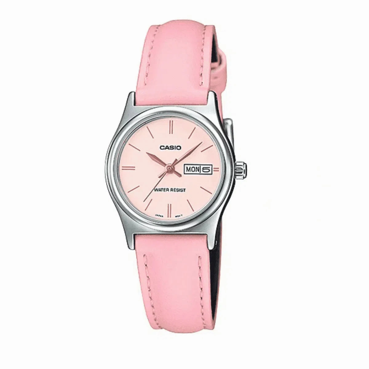 Casio LTP-V006L-4B Pink Leather Strap Watch for Women Affordable casual watches Sporty casual watches Affordable luxury casual watches