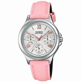 Casio LTP-V300L-4A2 Pink Leather Watch for Women Affordable casual watches Sporty casual watches Affordable luxury casual watches