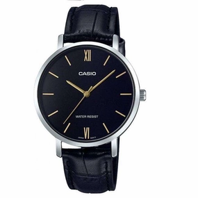 Casio LTP-VT01L-1BUDF Black Leather Watch for Women Affordable casual watches Sporty casual watches Affordable luxury casual watches