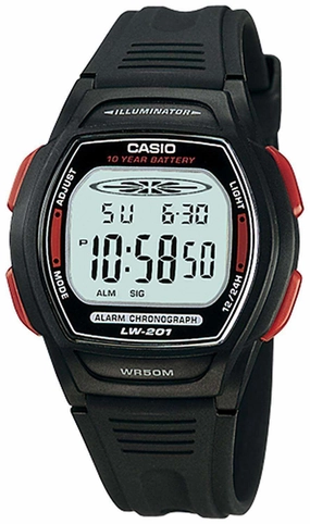 Casio LW-201-4AVDF Digital Black Silicone Strap Watch for Women Affordable casual watches Sporty casual watches Affordable luxury casual watches