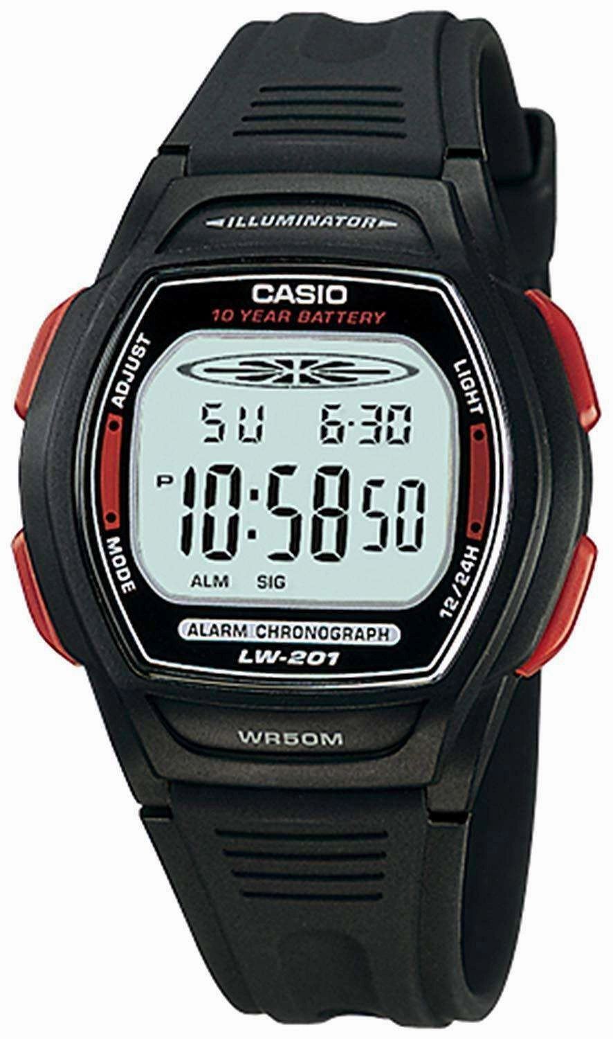 Casio LW-201-4AVDF Digital Black Silicone Strap Watch for Women Affordable casual watches Sporty casual watches Affordable luxury casual watches